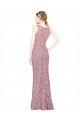 Sleeveless Crop Top High Neck Mermaid Lace Bridesmaid Dress / Prom Dress for Sale