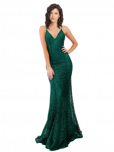 Black Tie Sleek Fishtail Shaped Long Lace Bridesmaid Dress / Prom Dress for Sale
