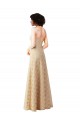Lace A-Line Long Bridesmaids Dress with Satin Waistband for Sale
