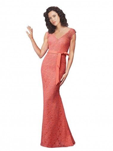 Mermaid Long V-Neck Lace Bridesmaid Dress with Open Back for Sale