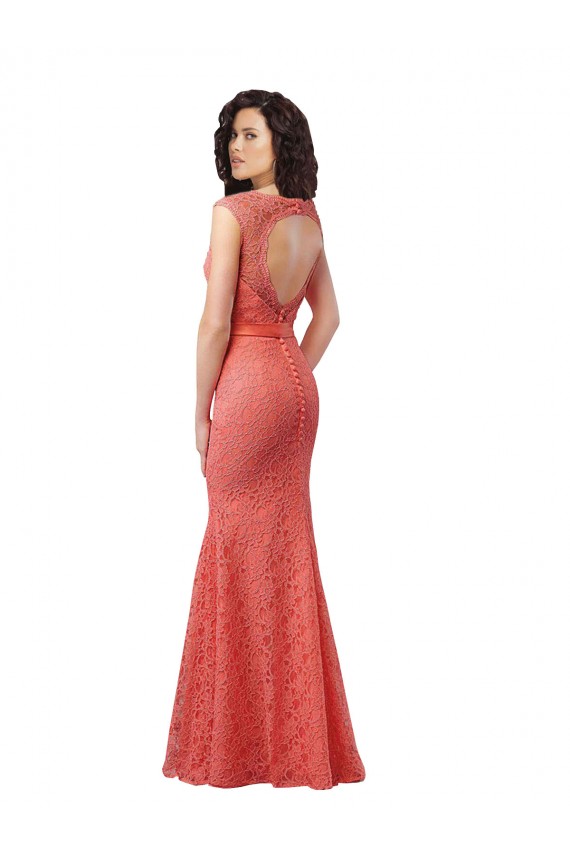Mermaid Long V-Neck Lace Bridesmaid Dress with Open Back for Sale