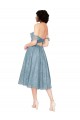 Off the Shoulder Sweetheart Chantilly Lace Midi Length Cocktail Bridesmaid Dress for Sale