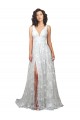 Plunging V-Neckline Wedding Dress with Slit for Sale