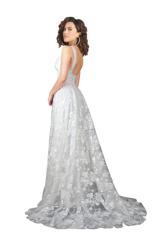 Plunging V-Neckline Wedding Dress with Slit for Sale