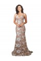 Fishtail Shaped V-Neck Embroidered Foral Lace Wedding Dress for Sale
