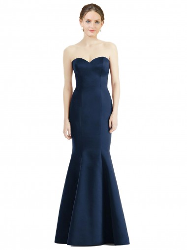 Long Mermaid Full Length Strapless Satin Bridesmaid Dress for Sale