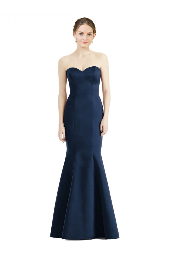 Long Mermaid Full Length Strapless Satin Bridesmaid Dress for Sale