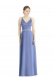 Long Floor Length V-Neck Satin Bridesmaid Dress with Spaghetti Straps for Sale