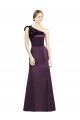 Full Length One Shoulder Satin Bridesmaid Dress with Bow Shoulder Detail for Sale