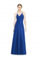 Full Pleated V-Neck Long Satin Bridesmaid Dress with Criss Cross Open Back for Sale
