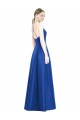 Full Pleated V-Neck Long Satin Bridesmaid Dress with Criss Cross Open Back for Sale