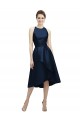 Halter Neck Short Tea Length Sleeveless Satin Bridesmaid Dress for Sale
