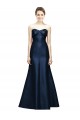 Long Strapless Satin Bridesmaid Dress with Pleated Cuff Neckline for Sale