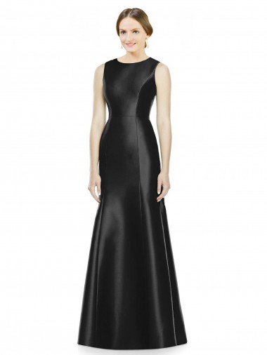 Full Length Mermaid Long Satin Bridesmaid Dress with Keyhole Back for Sale