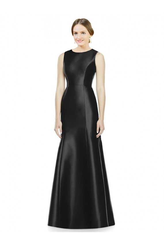 Full Length Mermaid Long Satin Bridesmaid Dress with Keyhole Back for Sale