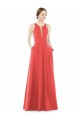 Sheer V-Neck Tulle Illusion Long Satin Bridesmaid Dress for Sale