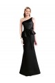 Long One Shoulder Satin Bridesmaid Dress with Bow Ties for Sale