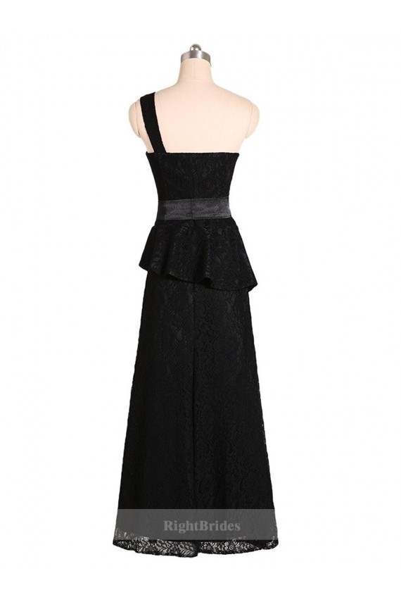 Long One Shoulder Satin Bridesmaid Dress with Bow Ties for Sale