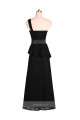 Long One Shoulder Satin Bridesmaid Dress with Bow Ties for Sale