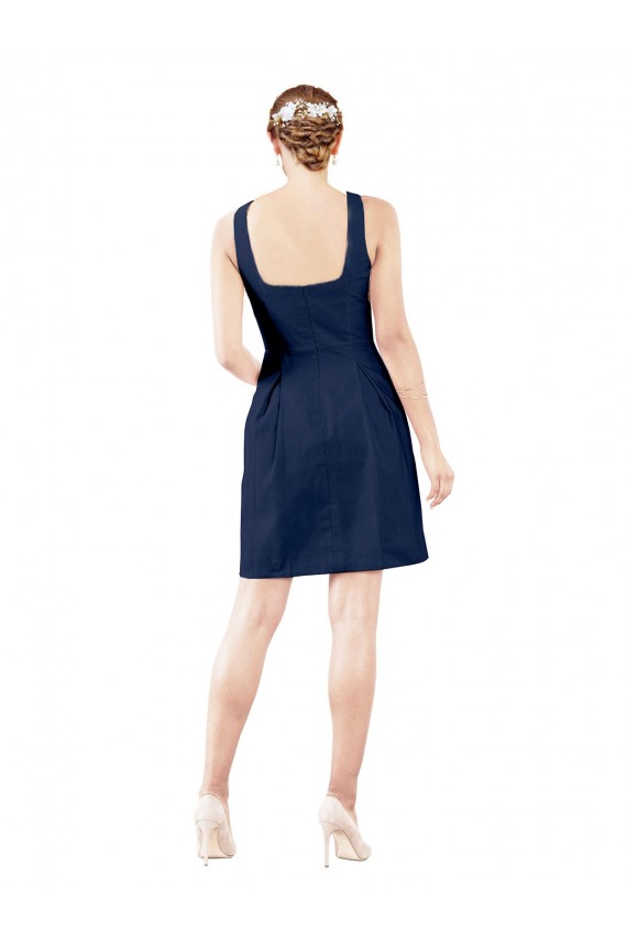 V-Neck A-Line Satin Cocktail Bridesmaid Dress with Pockets for Sale