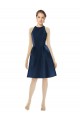 Short Halter Cocktail Length Luxe Satin Cocktail Bridesmaid Dress for Sale