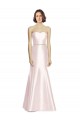 Long Sweetheart Satin Bridesmaid Dress with Slim Beaded Sash for Sale