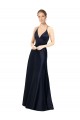 Sexy Satin Bridesmaids Dress with Deep V-Neckline and Strappy Back for Sale