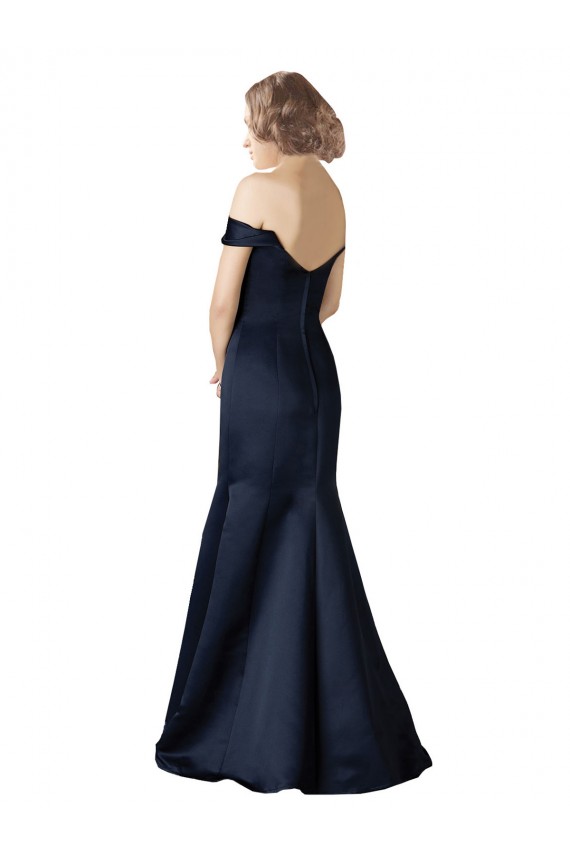 Fit and Flare Satin Bridesmaid Dress / Prom Dress with Off the Shoulder Neckline for Sale