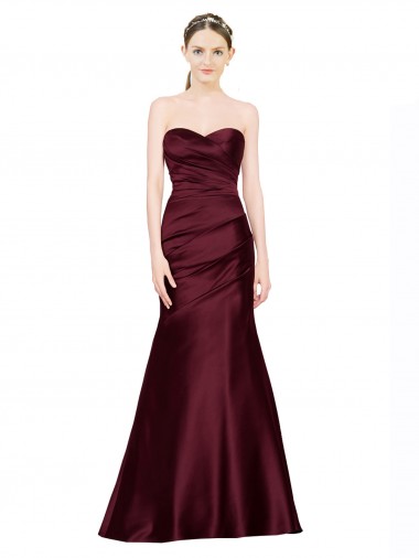 Mermaid Sweetheart Soft Formal Satin Bridesmaid Dress / Prom Dress with Pleats for Sale
