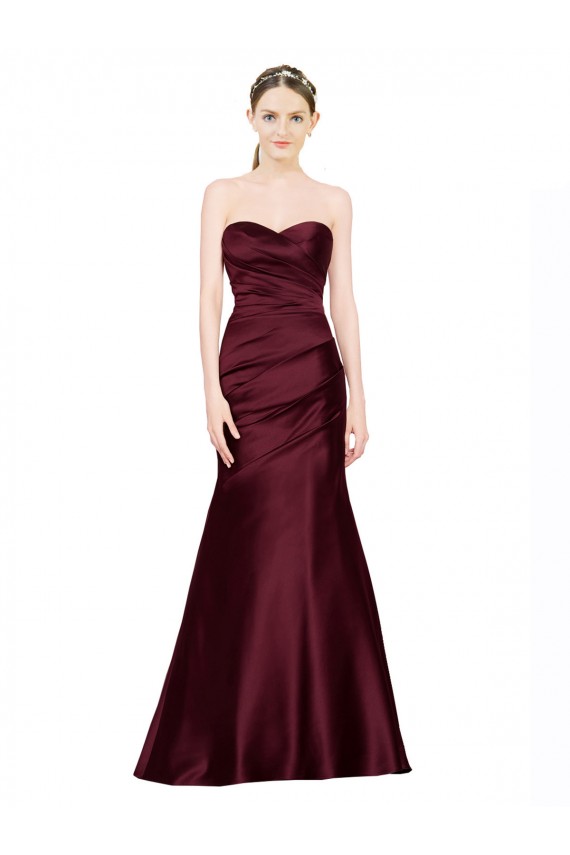 Mermaid Sweetheart Soft Formal Satin Bridesmaid Dress / Prom Dress with Pleats for Sale