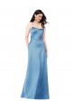 Crossing Strap Back Pleated Bodice Long Formal Satin Bridesmaid Dress / Prom Dress for Sale