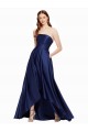 High Low Strapless Formal Satin Bridesmaid Dress / Prom Dress with Pockets for Sale
