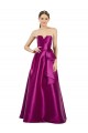 Sleeveless V-Neck Long Satin Bridesmaid Dress / Prom Dress with Bow Waist for Sale