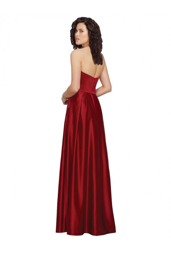 Strapless Satin Bridesmaids Dress with Beaded Pocket and Soft Pleating for Sale