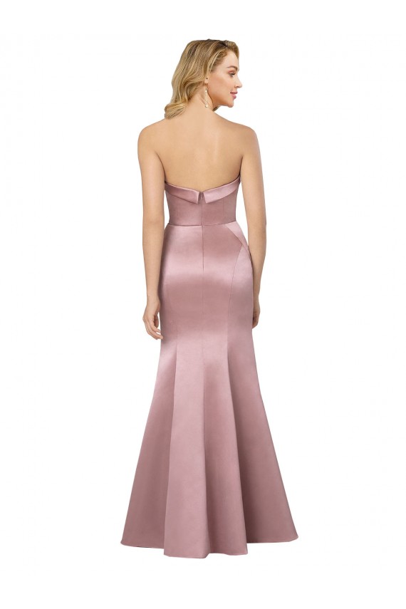 Old Hollywood-Inspired Strapless Formal Satin Bridesmaid Dress / Prom Dress for Sale