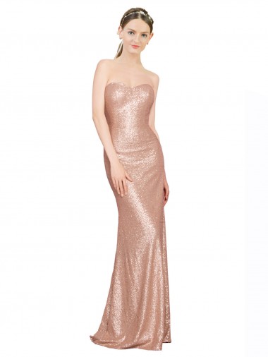 Sweetheart Full Length Long Formal Sequin Bridesmaid Dress / Prom Dress for Sale