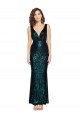 V-Neck Full Length Formal Sequin Bridesmaid Dress / Prom Dress with Draped Back for Sale