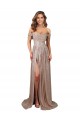 Strapless Scoop Neck Off the Shoulder Long Formal Sequin Bridesmaid Dress / Prom Dress with High Slit for Sale
