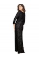 Deep V-Neckline Full Back Long Sleeves Sparkling Formal Sequin Bridesmaid Dress / Prom Dress with High Slit for Sale