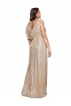 Deep V-Neck Sleeveless Sparkling Formal Sequin Bridesmaid Dress / Prom Dress with Draped Cowl Back for Sale