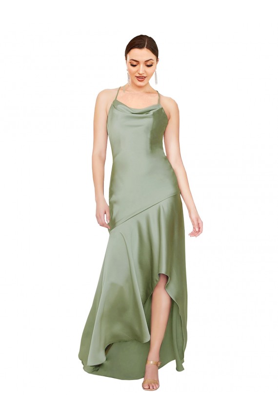 Formal Silky Satin Bridesmaid Dress / Prom Dress with Bias Cut Skirt for Sale
