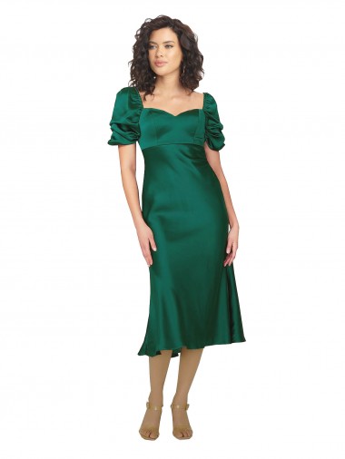 Ruched Sleeve Formal Silky Satin Bridesmaid Dress / Prom Dress for Sale