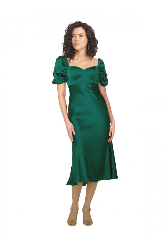 Ruched Sleeve Formal Silky Satin Bridesmaid Dress / Prom Dress for Sale