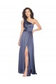 Draped Formal Silky Satin Bridesmaid Dress / Prom Dress with Tied Waist for Sale