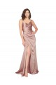 Floor Length Formal Silky Satin Bridesmaid Dress / Prom Dress with Front Skirt Slit for Sale