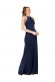 High Neck Satin Bridesmaid Dress / Prom Dress with Strappy Back for Sale