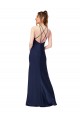 High Neck Satin Bridesmaid Dress / Prom Dress with Strappy Back for Sale