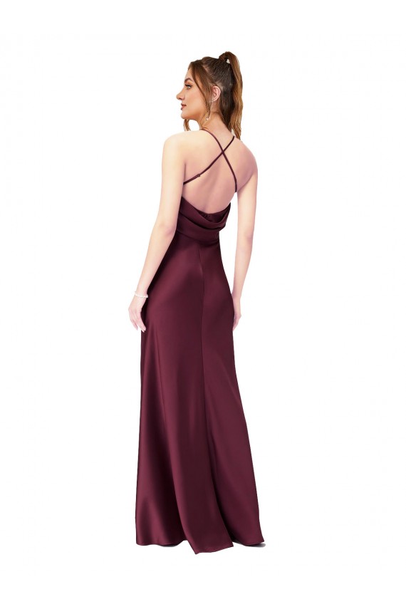 Cowl Back V-Neck Formal Silky Satin Bridesmaid Dress / Prom Dress for Sale