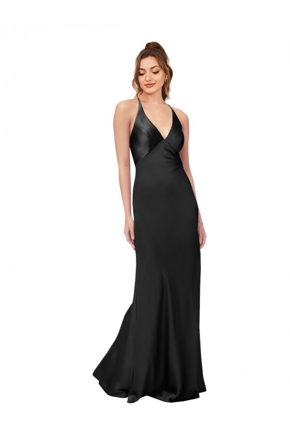 Cowl Back V-Neck Formal Silky Satin Bridesmaid Dress / Prom Dress for Sale