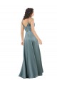 Formal Silky Satin Floor-Length Long Bridesmaid Dress / Prom Dress with V-Neckline for Sale